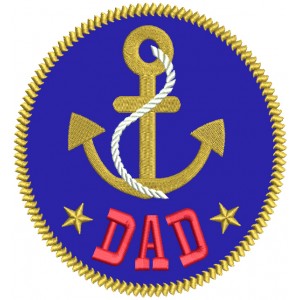 Dad Boat Anchor Nautical Applique Machine Embroidery Design Digitized Pattern
